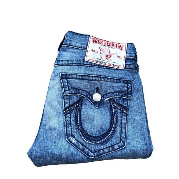 True Religion Jeans Size 34 RAINBOW JOEY Blue - Picture 9 of 11